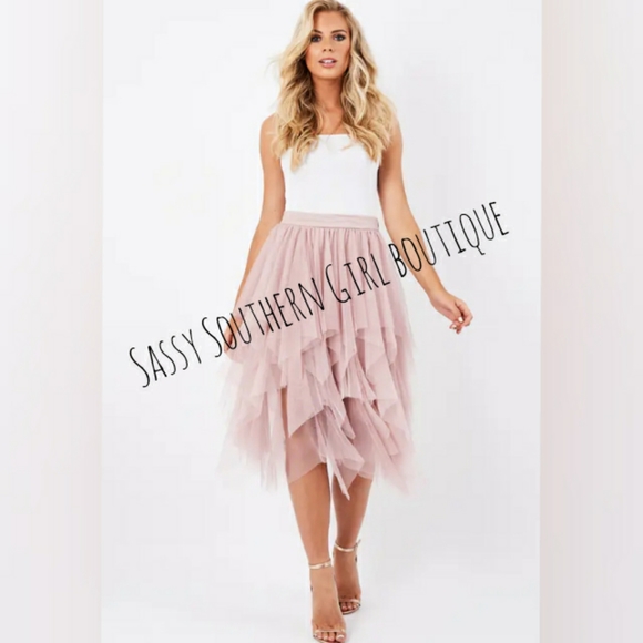 🆕⭐ Blush pink tulle midi skirt - Picture 10 of 13
